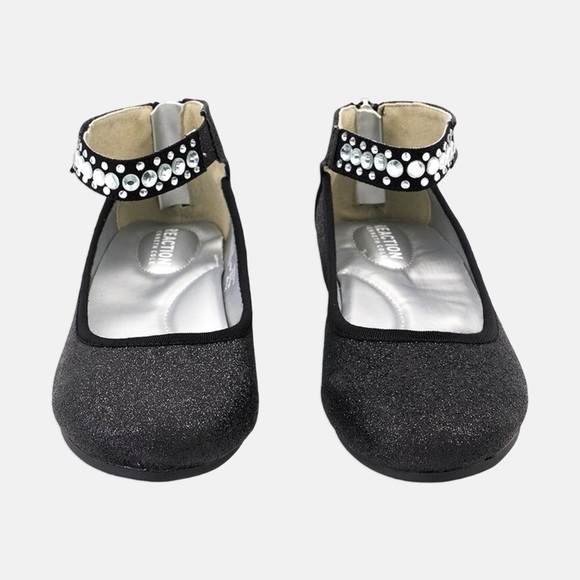 Kenneth Cole Reaction Glitter Ballet Flats Girls Dress Shoes Ankle Strap Size 3 - Picture 2 of 8